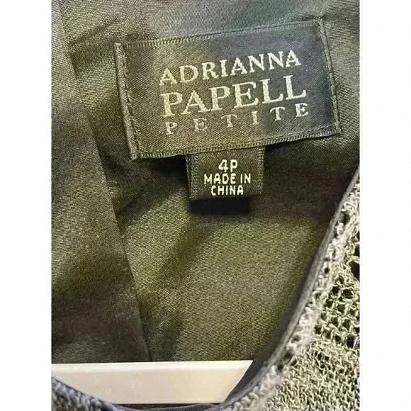 Adrianna Papell Petite Gray Crochet Lace Dress Size 4P lined zipper short sleeve - Picture 4 of 6